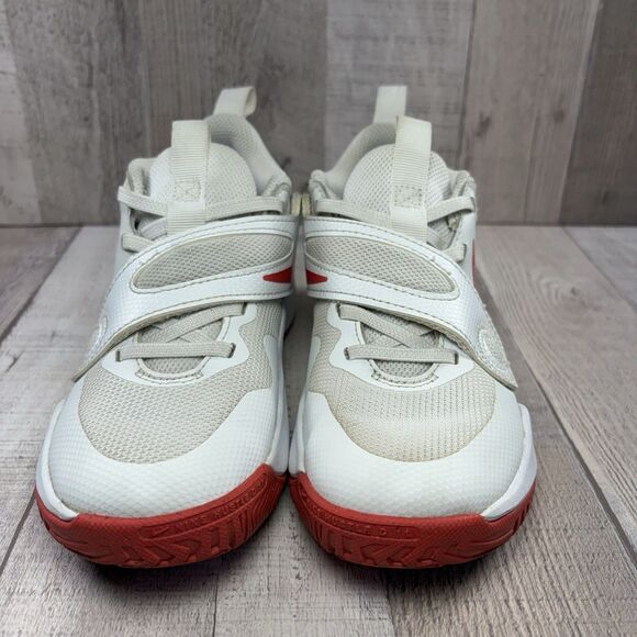 Nike Team Hustle D11 Boys' Size 12.5 Toddler Basketball Shoes Sneakers White Red - Picture 3 of 12